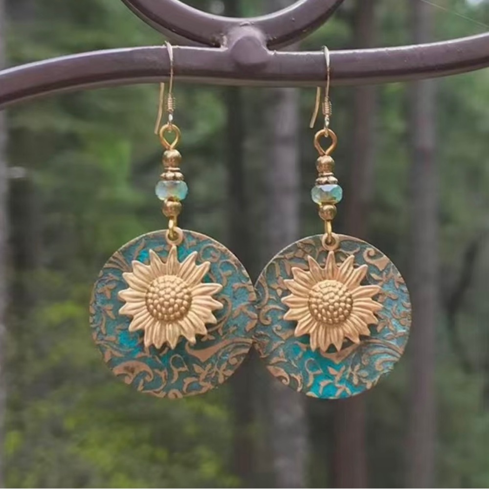 BOHO Vintage sunflower earrings